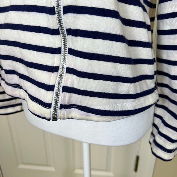 Splendid 100% Cotton Knit Moto Jacket Zipper Stripe Double Breasted Small - Picture 3 of 10